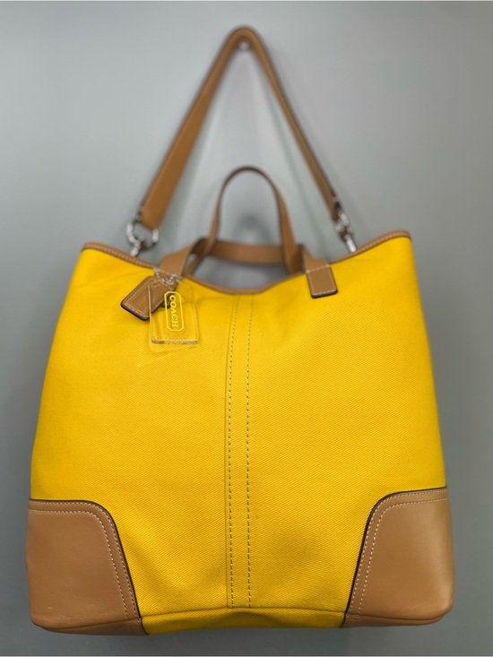 Coach Handbags - Coach Hadley Twill Large Duffel Tote in Sunflower Yellow
